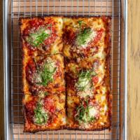 The Standard · house red sauce, cheese blend, pecorino, basil  . Dairy Allergy: All the pizza pans are brus...