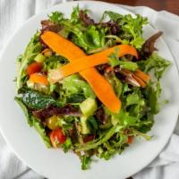 House Salad · tomatoes, shaved carrots, cucumber, champagne vinaigrette