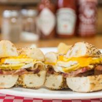 Bacon Egg & Cheese · Fried egg, thick cut bacon with cheddar cheese