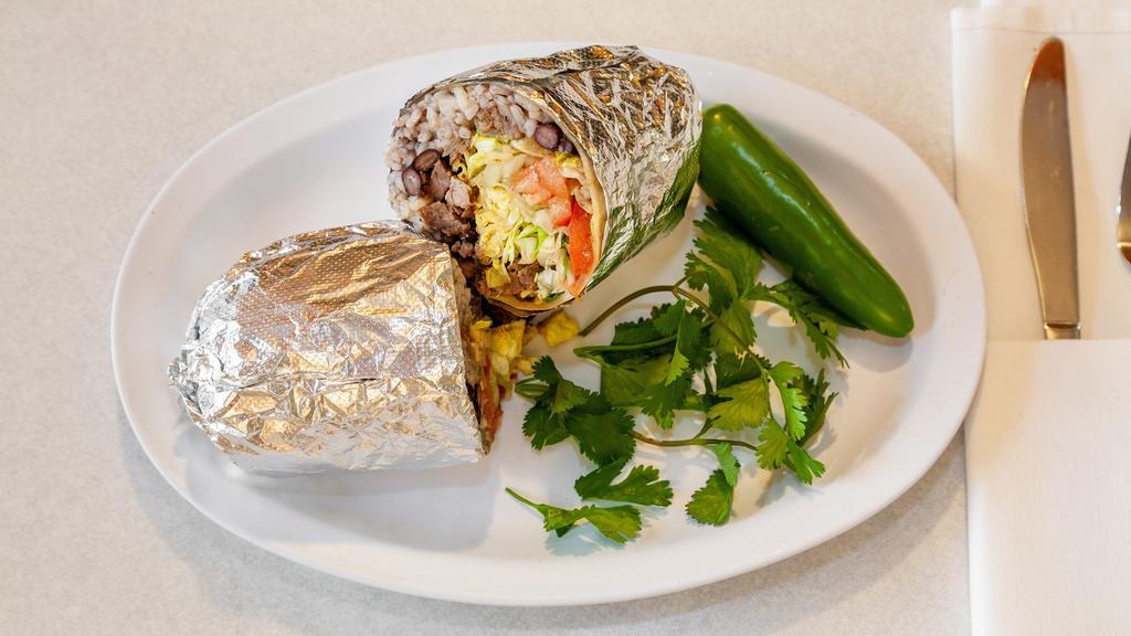 Burritos · Served with rice, beans, lettuce, pico de gallo, and your choice of meat. Add Extra Cheese, Meat, Sour Cream, Guacamole or Avocado for an additional charge.