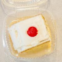 Tres Leches · Vegetarian. Butter cake soaked in three types of milk topped with cream.