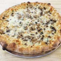 Truffle Pie · parmesan cream, mozzarella, mushroom, garlic, truffle oil, parsley