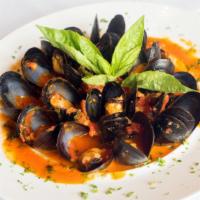 Mussels San Marino · Steamed mussels with choice of marinara sauce or garlic white wine sauce.