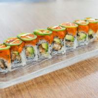 Sweet And Spicy Roll (8Pc.) · Fresh water eel • pickled ginger • avocado • masago • spicy tuna • jalapeno • kabayaki sauce
