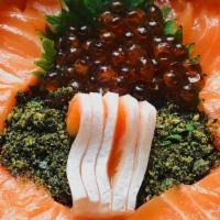 Sake + Ikura Donburi · Salmon sashimi • salmon roe • house made furikake • served over sushi rice