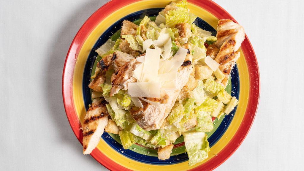 Caesar Salad · Crisp romaine tossed with croutons, Caesar dressing and granted cheese.