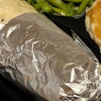 Grilled Veggie Burrito - With 2 Sides · Cheese for and additional charge.