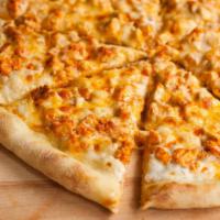 Buffalo Supreme Pizza · A blue cheese base loaded with spicy buffalo chicken, and cheese.