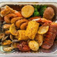 Make Your Own Combo · Pick 1+2.  One lb per seafood item. Includes: three corns, six potatoes, 10 sausages(pork)  ...