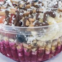 Pennsylvanian Pitaya Bowl · Pitaya Base, Granola, Banana, Strawberry, Blueberry, Peanut Butter, Nutella, Honey, Coconut ...