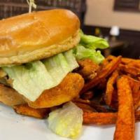 Grilled Buffalo Chicken Sandwich · Grilled buffalo chicken, lettuce, and bleu cheese.