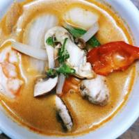 Seafood Tom Yum Soup · Consuming raw or undercooked meats, poultry, seafood shellfish or eggs, may increase your ri...