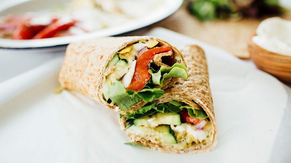 Grilled Veggie Wrap · Spinach, mushrooms, roasted peppers, tomatoes, onions & peppers.
