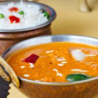 Paneer Tikka Masala · Cheese cubes(paneer) cooked with creamy onion and tomato sauce.