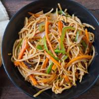 Hakka Noodles · Boiled noodles stir-fried with Veggies / Egg / Chicken / Shrimp & Spices