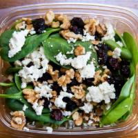 Spinach · Spinach, goat cheese, dried cherries, and walnuts. Served with balsamic vinaigrette. Add ext...