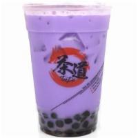 *.Taro Milk Tea · A purple root plant like sweet potato, with boba