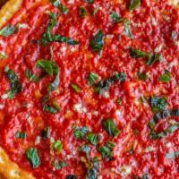 Tomato Pie · Plum tomatoes, fresh basil, fresh garlic garlic & olive oil