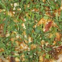 Apple Pizza · wood fired apples | caramelized onions | fontina cheese | gorgonzola | arugula | vincotto