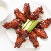 Wings (8 Pieces) · comes with blue cheese  dipping sauce.