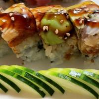  Dancing Dragon Roll · Shrimp tempura inside with eel avocado and eel sauce.