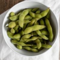Edamame · Steamed Japanese green soybeans with light sea salt.