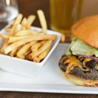 Liberty Cheeseburger · 8 oz burger served with lettuce, tomato and onion. American cheese. One free topping and eac...