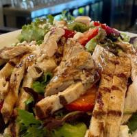 Mediterranean Salad · crisp romaine, sliced green olive,5 grain blend,roasted red peppers, red onion, feta cheese,...