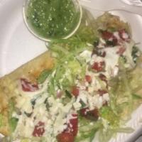 Grilled Quesadilla De Bistec · Choice of tortilla with steak, lettuce, pico de gallo, cheese and sour cream with a side of ...