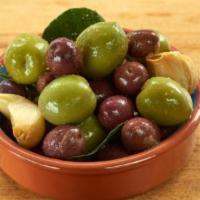 Marinated Olives · castelvetrano olives, roasted garlic. oregano