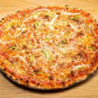 Sausage Pizza · san marzano tomato, hots, roasted onions, spicy pork sausage, mozzarella