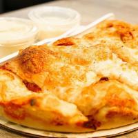 Buffalo Chicken Calzone (Small) · Fried buffalo chicken tenders and provolone.