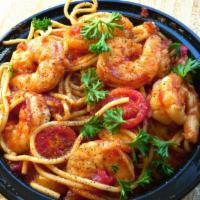 Shrimp Spaghetti · 8 pc. Jumbo Shrimp, Marinara, Cherry Tomato, Parmesan