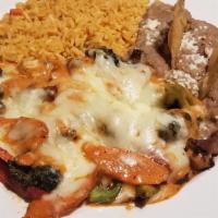 Vegetables Al Chipotle · Sautéed vegetables with chipotle sauce topped with melted cheese. Served with Mexican rice a...
