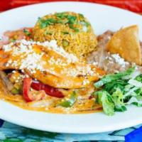 Chipotle Chicken · A delicious stuffed chicken breast with chorizo, peppers and cheese drizzled with chipotle s...