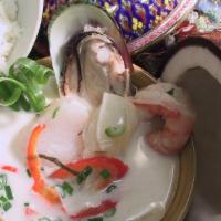 Coconut Soup Lunch · Choice of tofu, chicken or shrimp in coconut milk with galanga, lime leaves, mushrooms and l...