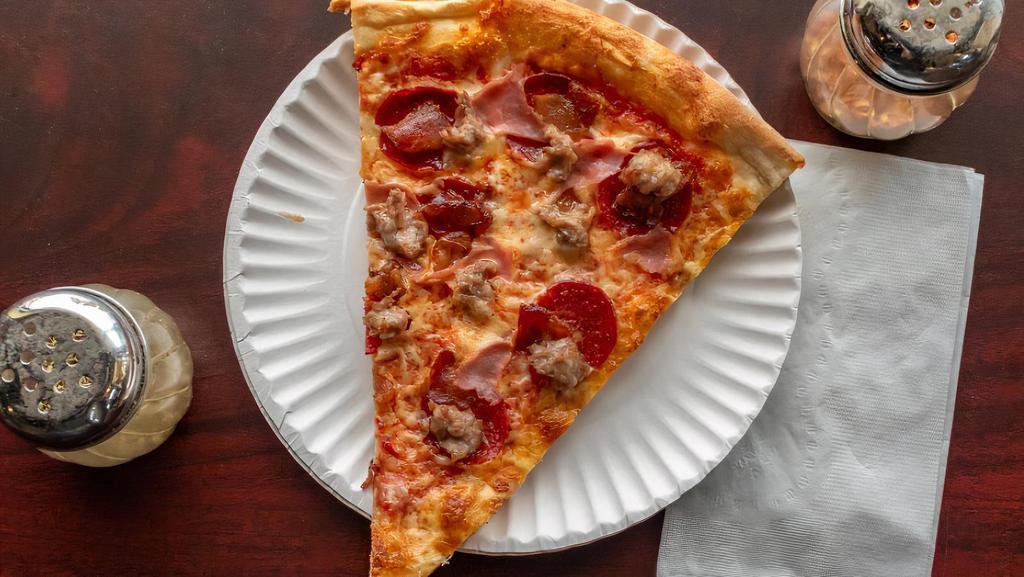 Meat Lovers · With pepperoni, sausage, ham, and bacon.