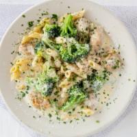Chicken Ziti And Broccoli · Feeds two people. Sauteed chicken and broccoli with Parmigiana and choice of sauce.