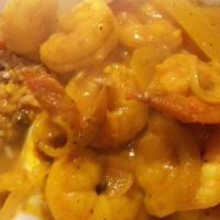 Curry Shrimp Dinner · With rice.