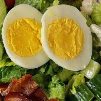Cobb Salad (G) · bleu cheese, bacon, avocado, tomato, cucumber, egg, white balsamic vinaigrette.. Allergens: ...