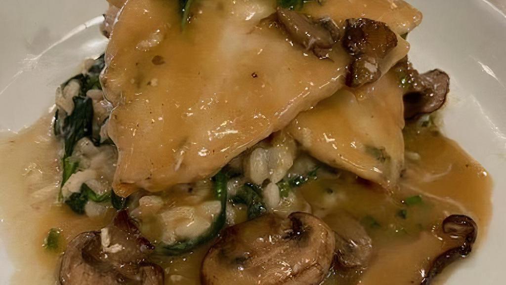 Chicken Marsala (G) · Whipped potatoes, spinach, roasted mushrooms.. allergens - dairy