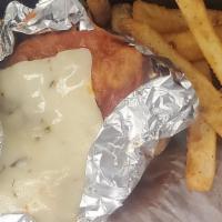 Spicy Chicken Sandwich · Lightly breaded chicken breast tossed in buffalo sauce and topped with melted pepper jack ch...