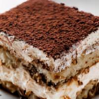 Tiramisu · An elegant and rich layered Italian dessert made with delicate finger lady cake, espresso ma...