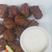 10 Boneless Wings · Served with choice of sauce. Served with blue cheese or ranch.