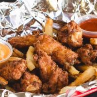 Large 5 Piece Buffalo Wings · Served with seasoned fries, shawarma sauce and hot sauce