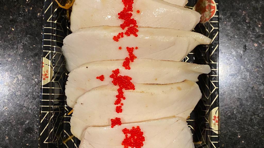 Sanchi White Tuna · Seared white tuna with yuzu sauce.