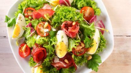 Sports Salad · Garden salad with grilled chicken and hard boiled egg.