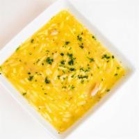 Avgolemono Soup · Chicken and orzo pasta soup.