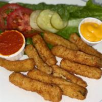 Zucchini Fries · Fried Zucchini Fries served with sauce on the side