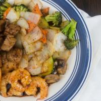 Hibachi Steak · Includes clear soup and salad, two pieces jumbo shrimp, vegetable and fried rice.
